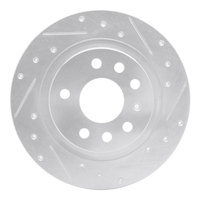 Cadillac BLS Brake Rotor (1) - Rear Right - R1 Concepts - Drilled & Slotted - Silver - `03-`11